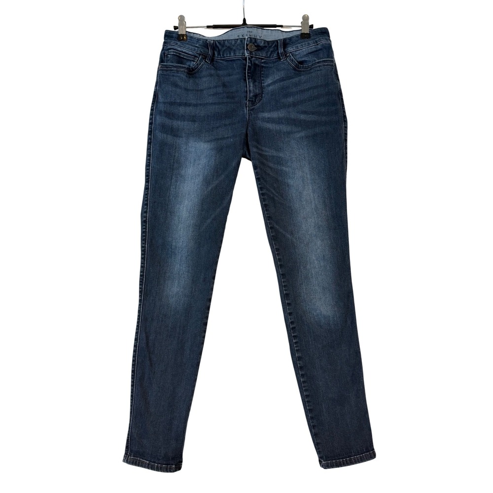 White House Black Market The Skinny Jeans Dark Wash Blue Sz 6 Whiskered Stretch